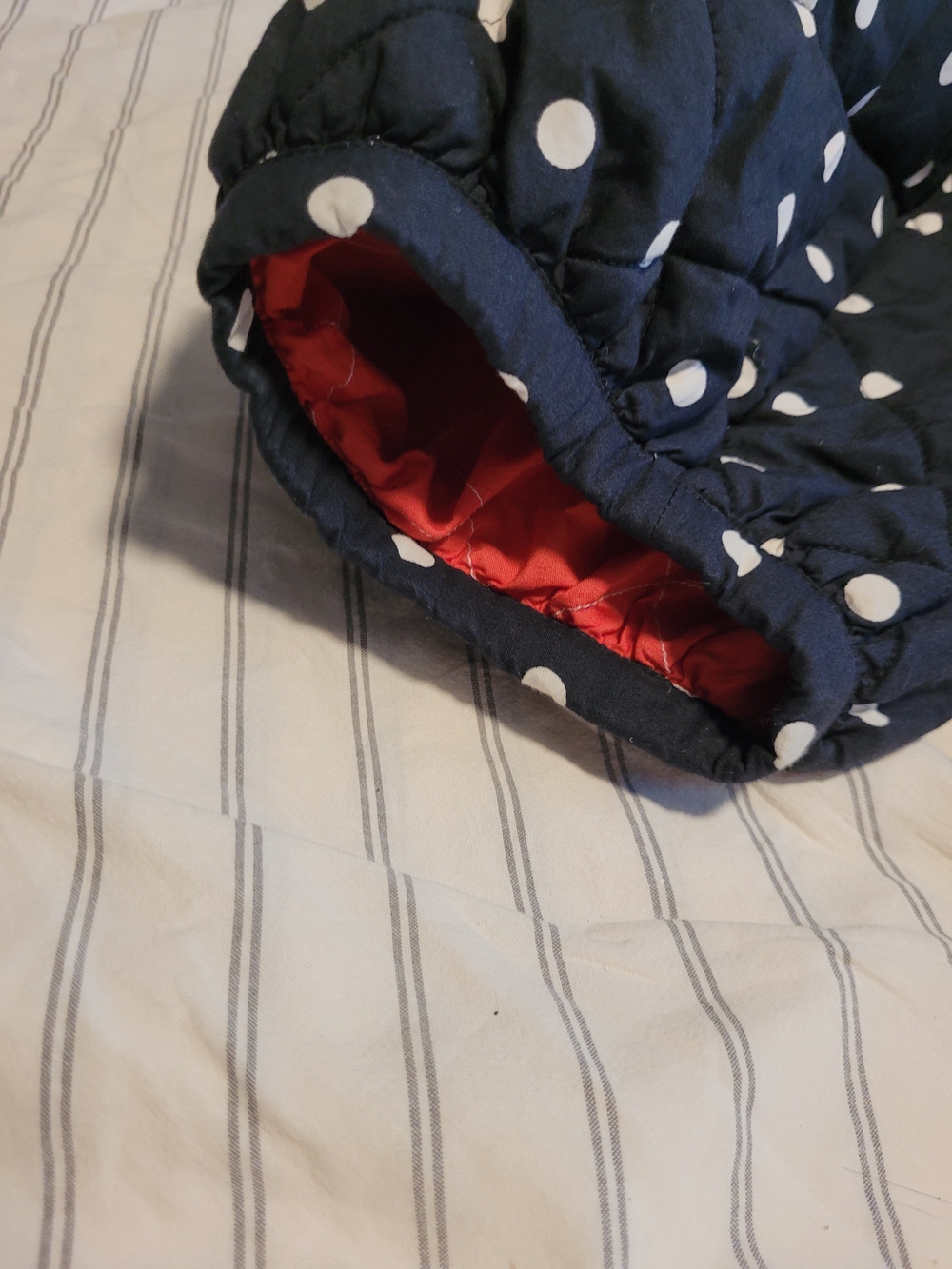 Clare V Navy and White Polka Dot Quilted Puff Sleeve Jacket - Picture 10 of 10